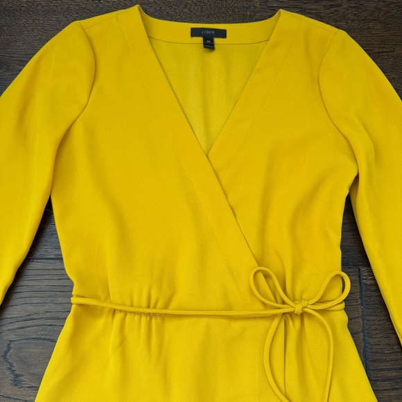 J. Crew Vibrant Yellow Wrap Blouse - Picture 2 of 6